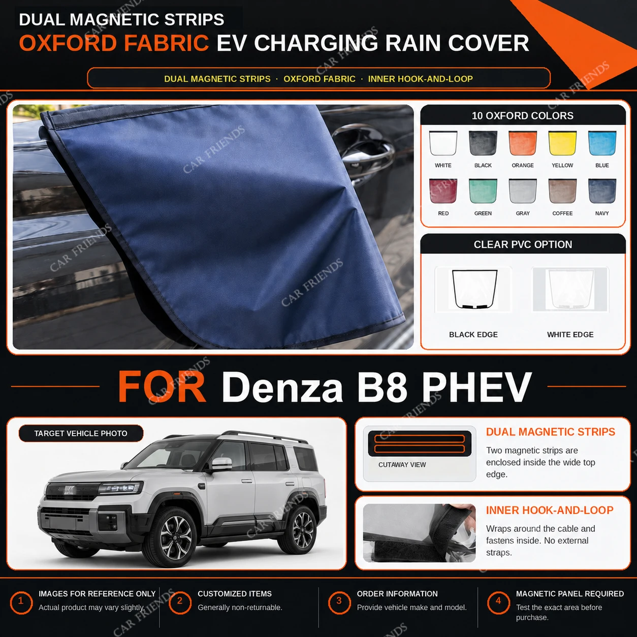 For Denza B8 PHEV Custom Fit Full Car Cover Silver Coated Oxford Fabric Side Zipper Access UV Sun Dust Protection