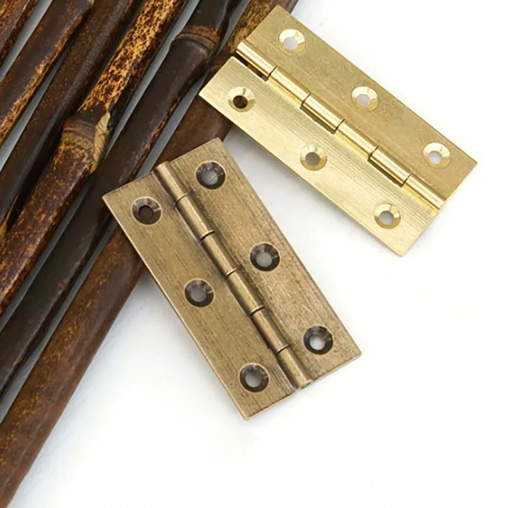1-6Pc Brass Hinges 1/1.5/2/2.5/3/3.5/4 Inch Wardrobes Doors Windows Flat Open Hinges Bathrooms Folding Hinges Furniture Hardware