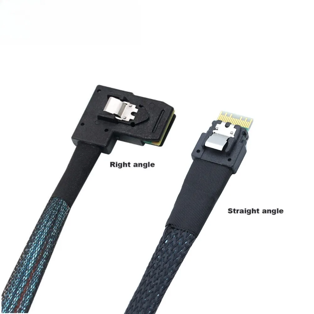 كابل SAS SFF-8087 ذو الزاوية اليمنى SlimSAS 4.0 SFF-8654 4i عالي السرعة - يعزز أداء كفاءة الخادم
