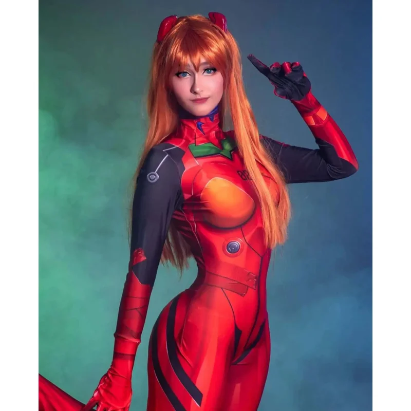 2025 New Halloween Woman Cosplay Costume Zentai Fullbody Anime 3.0 Asuka Langley Soryu Jumpsuits Suit Bodysuit Adults abc