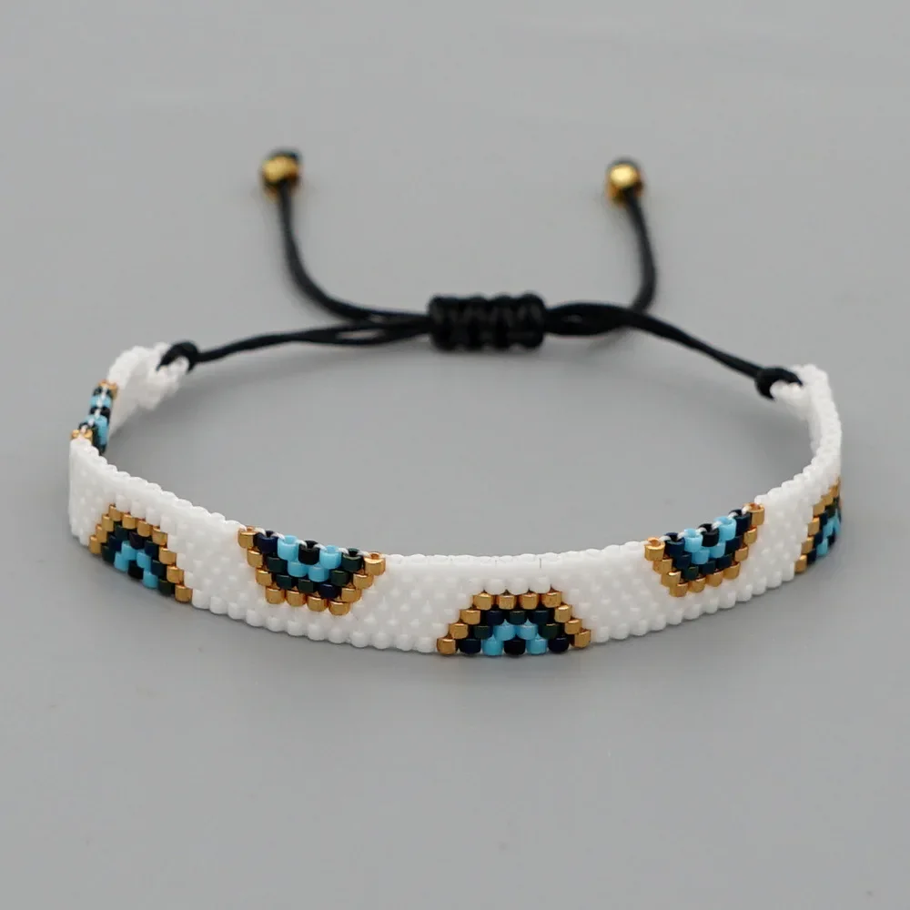 Rice Ball Bracelet  Hand woven  Simplicity  geometry  Blue eyes  fashion  Bohemia  Adjustable  Unisex  Beaded Bracelet