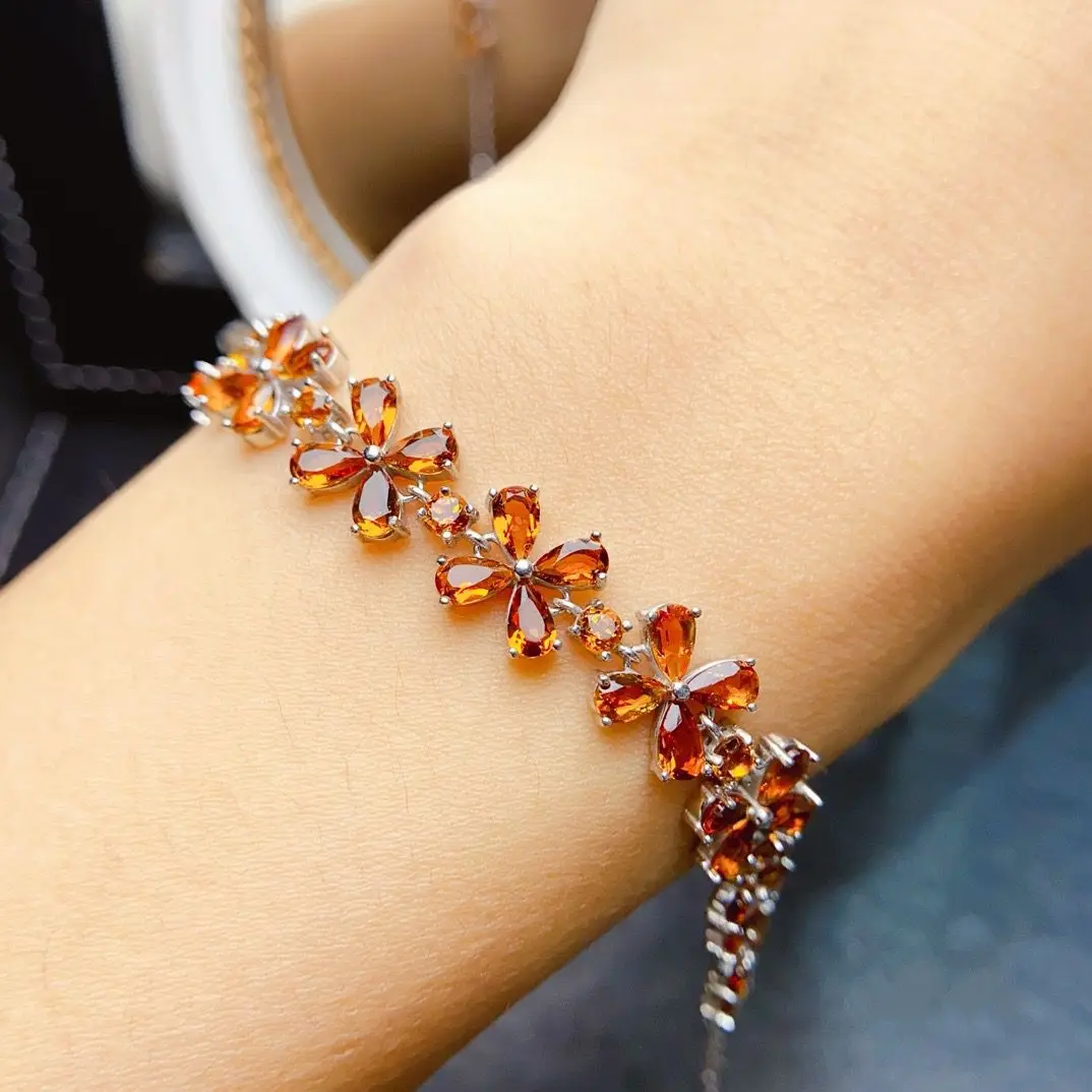 

ZECAA Citrine Fine Jewelry Woman Citrine Bracelet With Natural Citrine Gemstone 3*5mm Lady Silver Citrine Bracelet For Dating