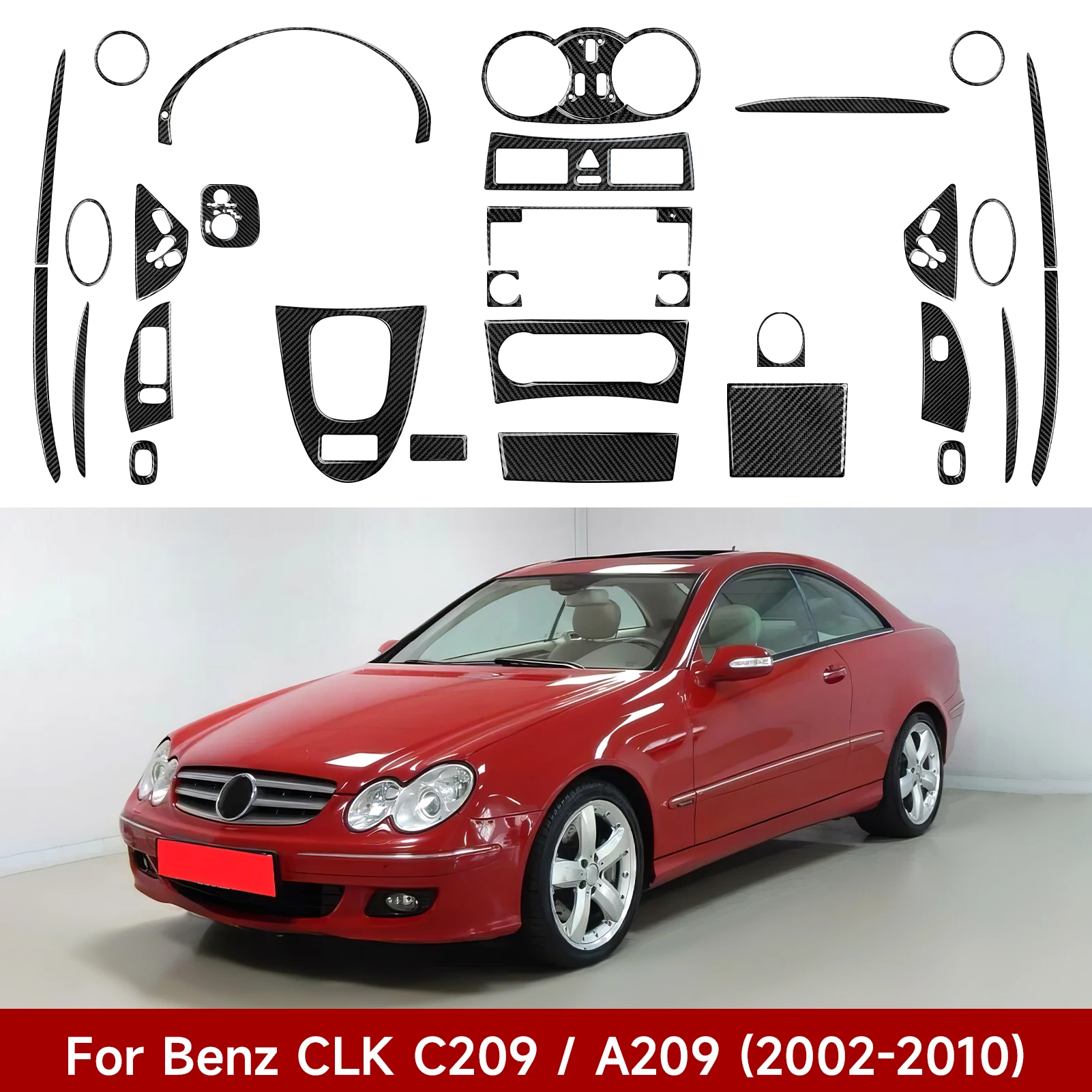 Kohlefaser-Innenaufkleber. Auto-Mittelkonsole Schalthebel-Verkleidung Für Mercedes Benz CLK A209 C209 (2002-2010) Zubehör.