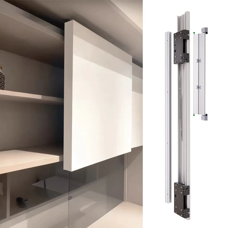 Aluminum Profile Concealed Kitchen Flushed Wardrobe Closet Roller Sliding Door With Softclose Cabinets System Hardware Fittings