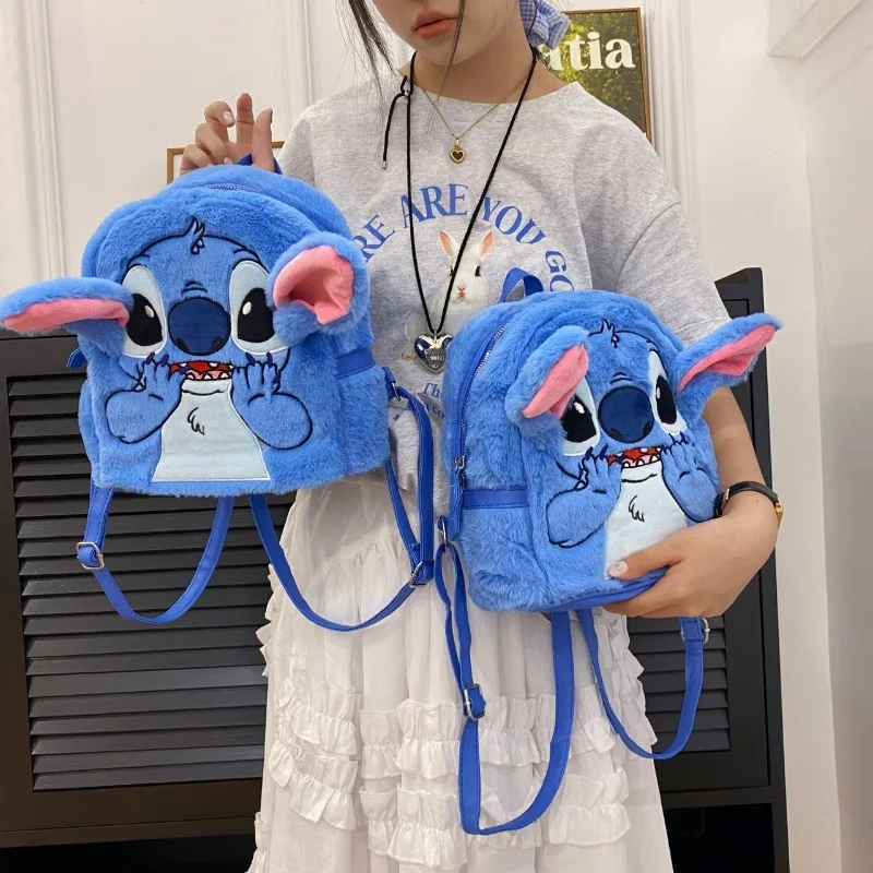 Disney Stitch New Plush Backpack Cartoon Fashion 3D Mini Women's Backpack Large Capacity Cute Children's Schoolbag High Quality