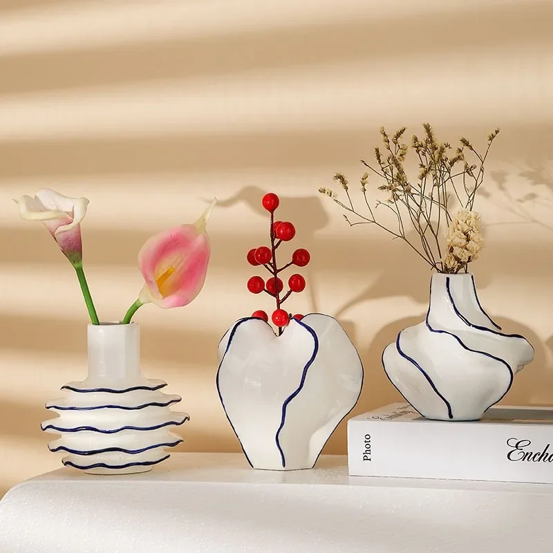 creative vase, water accompanying vase, ceramic decorative dried flower simulation vase, home decoration, living room
