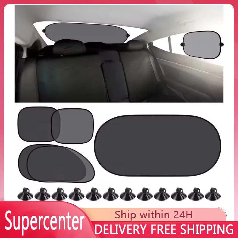

5pcs car window sunshade set with suction cup embedded sunshade curtains protect from the harm of sunlight and ultraviolet rays