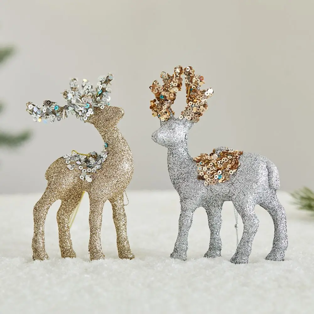 Elegant Standing Velvet Christmas Reindeer Glittering Red Sequins Elk Glitter Deer Decor cute Simulation Reindeer Ornaments