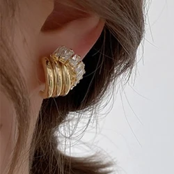 Pendientes perforados de circón 5A coreanos para mujer, aretes de cristal de aguja de plata 925, joyería de moda para fiesta, regalos