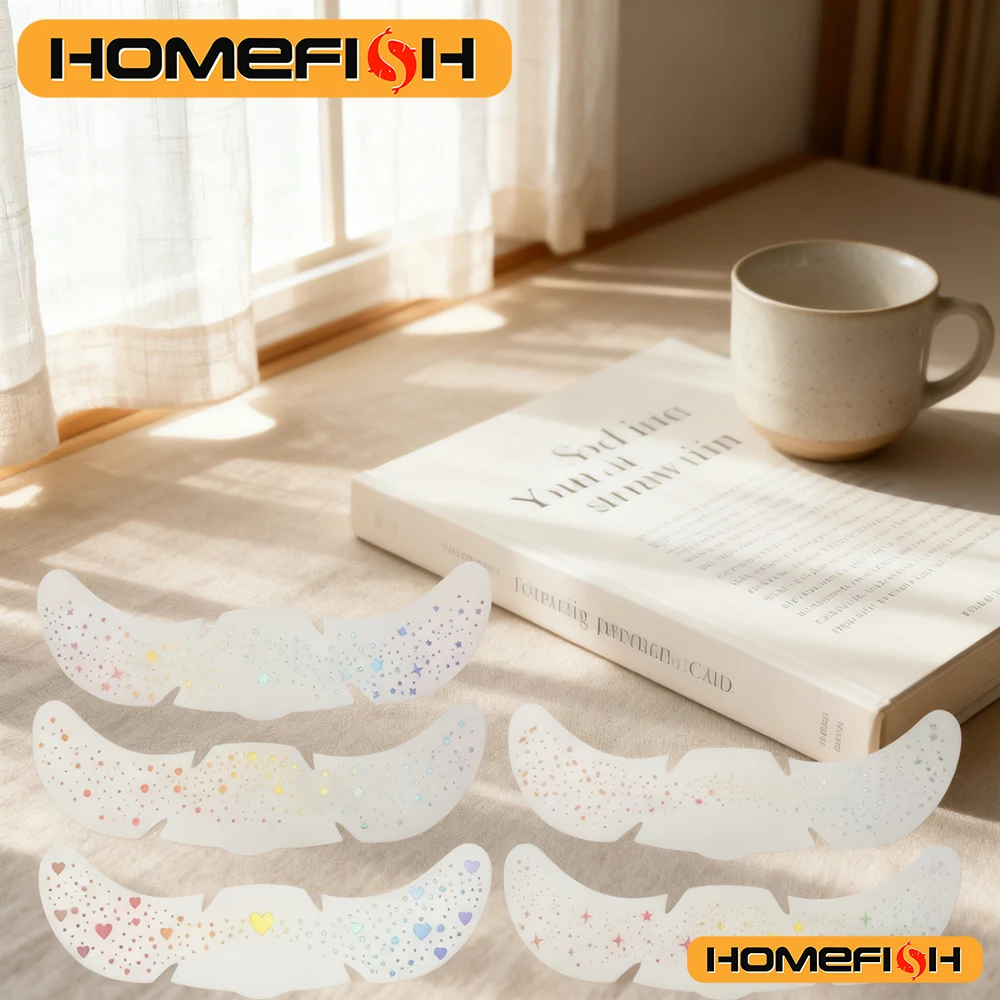 6 Sheets Holographic Glitter Freckle Tattoo Stickers Heart Pattern Sparkly Face Decor Stickers Waterproof Long Lasting Temporary