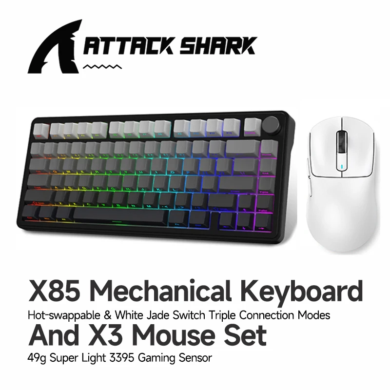 

Пакет мыши и клавиатуры включает атакую мыши Shark Mouse X3 и механическую клавиатуру X85, с двухрежимным подключением Bluetooth.