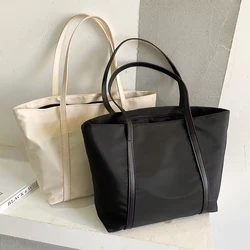 Bolsa de ombro monocromática para mulheres, bolsa Oxford, bolsa de alça superior, grande capacidade, zíper, compras, simples, fêmea