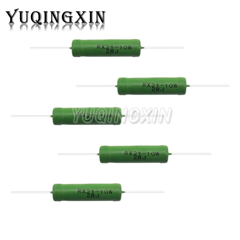 5pcs RX21 10W Wire Wound Resistance 5% 1R 10R 100R 1K 10K 12K 15K 20R 22R 24R 27R 30R 33R 0.05 0.1 0.22 1 10 15 100 ohm Resistor