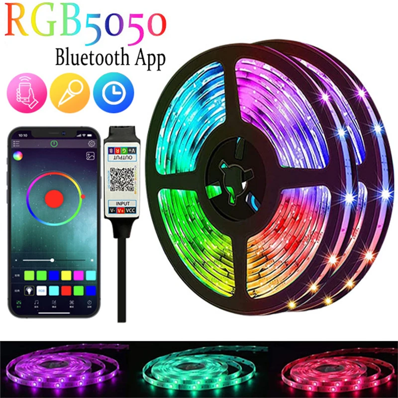 

Bluetooth Strip Light RGB LED Lamp Tape APP Control Flexible LED Strip TV Backlight Ribbon Lamp 5V Home Decoration Lighting 5050