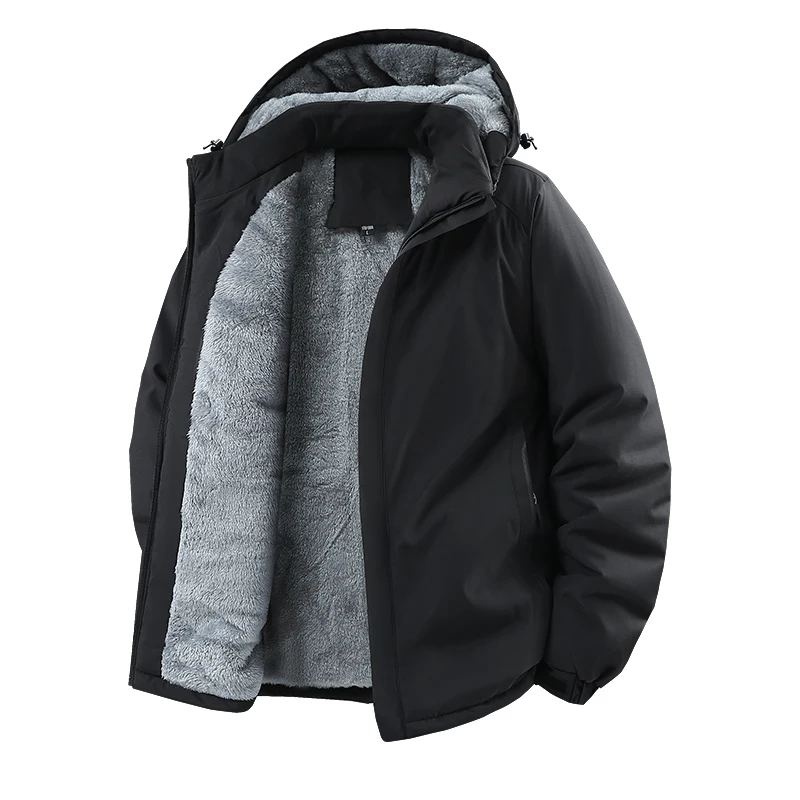 

2026 New Winter Thickened Men Parkas Outdoor Warm Windproof Male Overcoat Daily Plush Lining Comfortable Cotton Clothing for Men