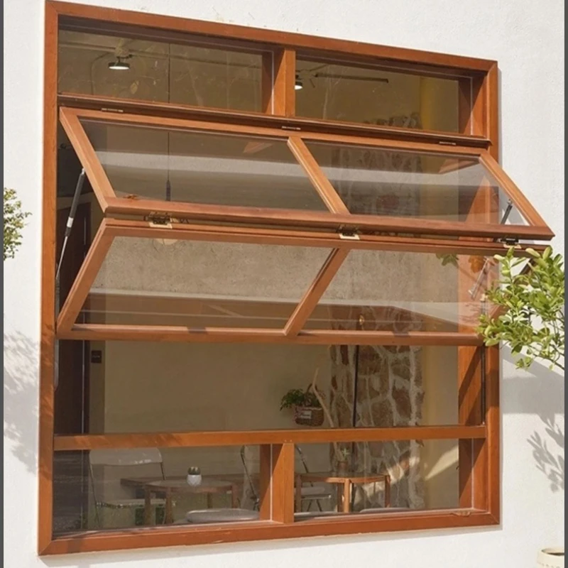 

Up and down folding window accessories track solid wood frame Internet celebrity milk tea shop cafe panoramic hover up window