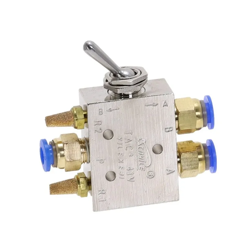 

Silver Tone 1/8"BSP Air Pneumatic 2 Position 5 Way Toggle Shut Off Switch Knob Hand Mechanical Valve HL2501-V TAC2-41V