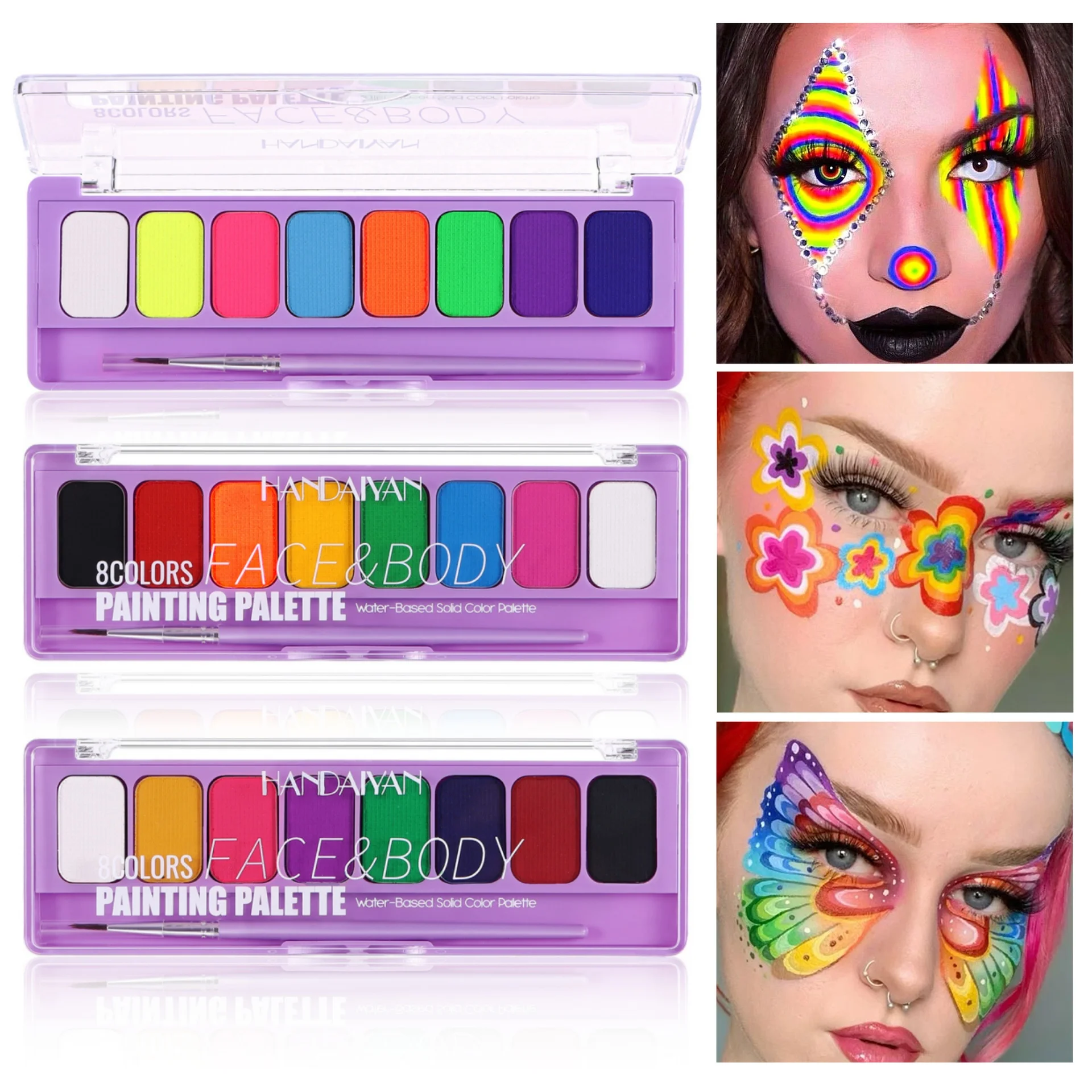 Juego de pintura corporal fluorescente de 10 colores, cosméticos faciales para fiesta de Halloween, maquillaje, pintura de neón no tóxica para festivales de música de Mardi Gras