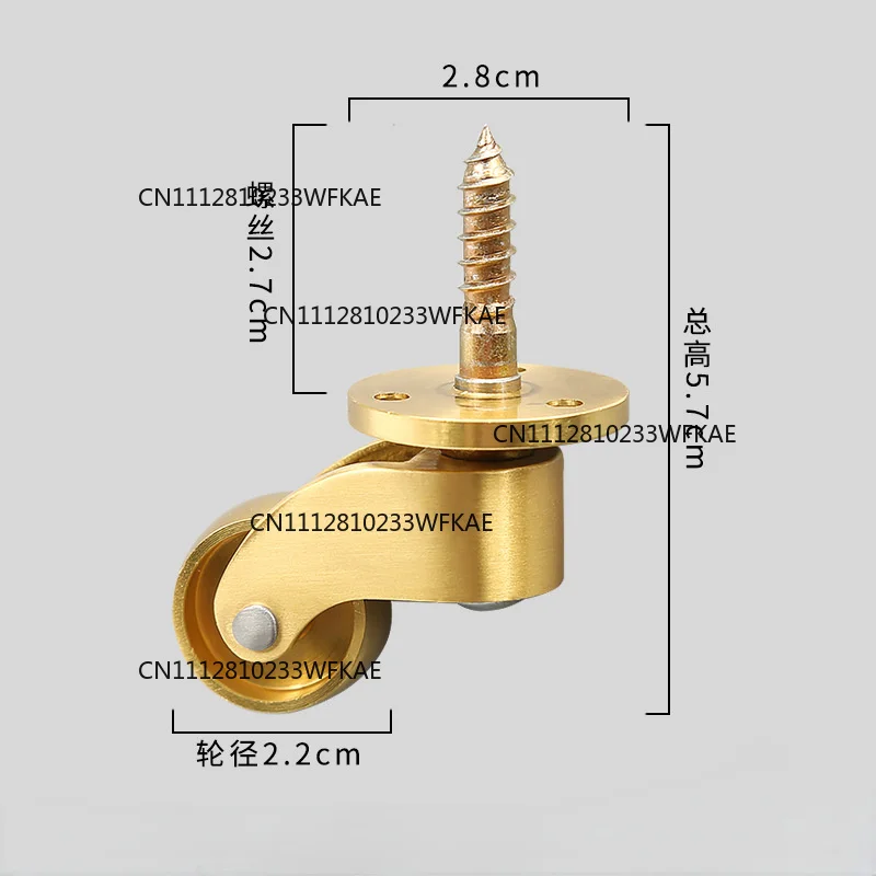 4Pcs/Lot  Polished Solid Brass Cup Caster Swivel Castor