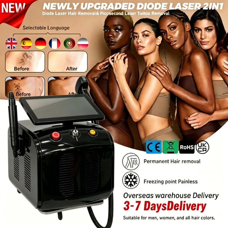 Overseas Warehouse Deliver Soprano Titanium Diode Lase Hair Removal Pico Machine Ice Cooling Painless for Clinic Salon CE