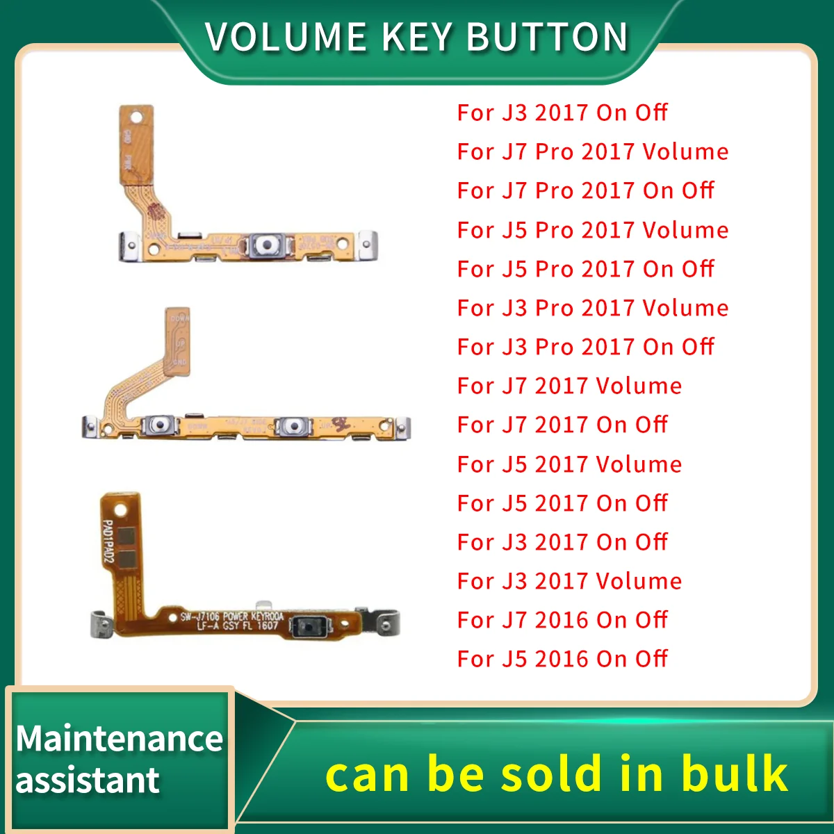 

Power On Off Button Ribbon For Samsung Galaxy J3 J5 J7 Pro 2016 2017 Volume Switch Key Control Flex Cable Repair Part