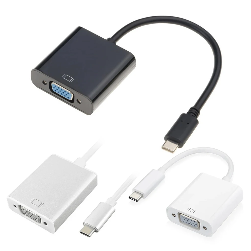 Adapter typu C do VGA 3.1 USB typu C męski na żeński kabel konwertera VGA 1080P FHD do macbooka