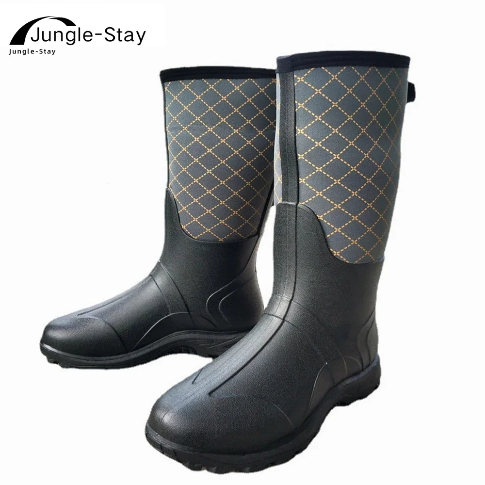 Waterproof Neoprene High Rain Boots Keep Warm Snow Rubber Shoes Anti-Slip Fishing Hunting High Boots Summer Car Washing Boots