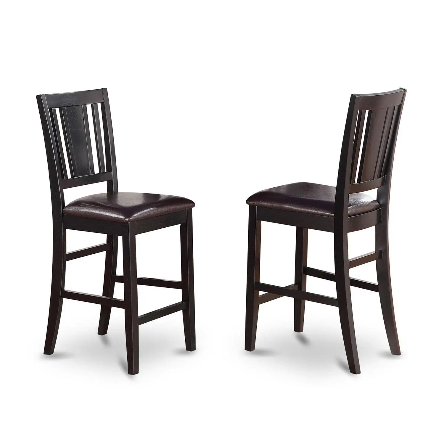 Faux Leather Upholstered Wooden Counter Height Stools Set of 2 Black, Customized