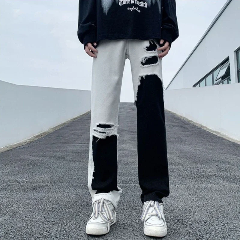 

Loose Men's Jeans Baggy Trousers Retro Aesthetic Y2k Vintage Regular Stacked Japanese Street Style Korean Soft Male Cowboy Pants