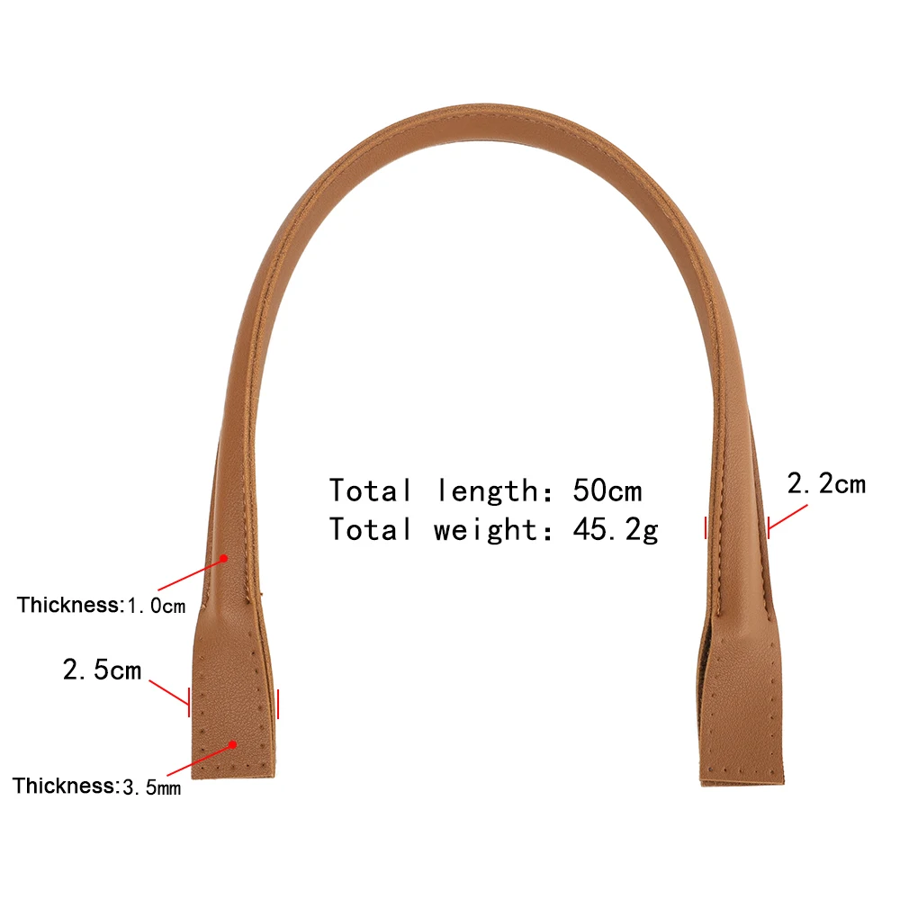 1Pair PU Leather Shoulder Bag Strap New Fashion Stitching Detachable 50cm Handbag Handle Bag Handles Replacement Purse Handles