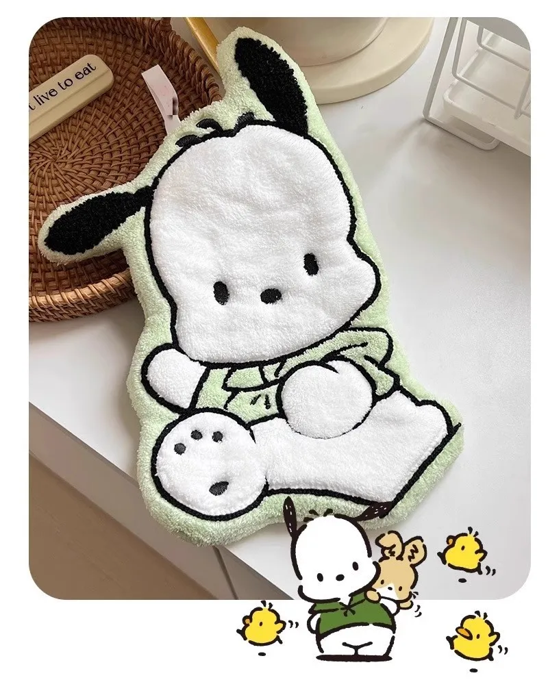 Neues Produkt auf Lager: KT Cat My Melody Hängendes Handtuch, verdickt, super saugfähig, niedliches Cartoon-Design für Bad, Küche und Haushalt – Detail 18