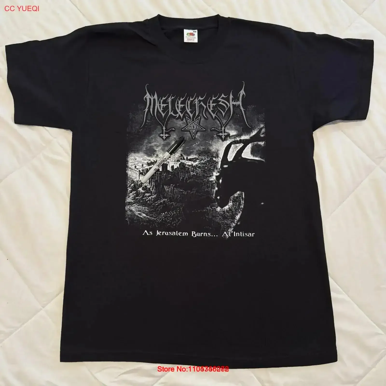 T-shirt vintage délavé MELECHESH As Jerusalem Burns Al intisar L Absu Inquisition Urfaust pour un usage quotidien