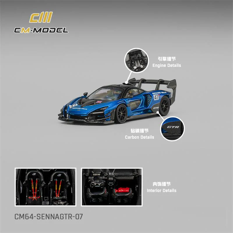 

(Pre-order) CM Model 1:64 SennaGTR Metallic Blue47# Diecast Collector's Vehicle Model Car