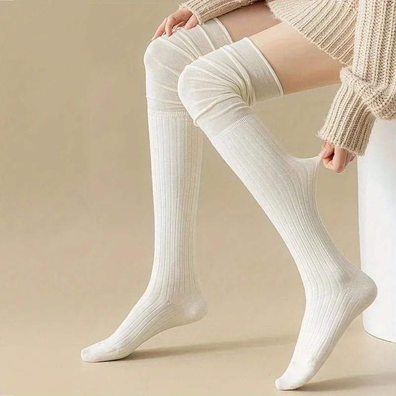 1/4 Pair Women Long Socks Autumn Winter Fashion Maillard Color Korean Style Over Knee High Socks Comfortable Warm Skin Friendly