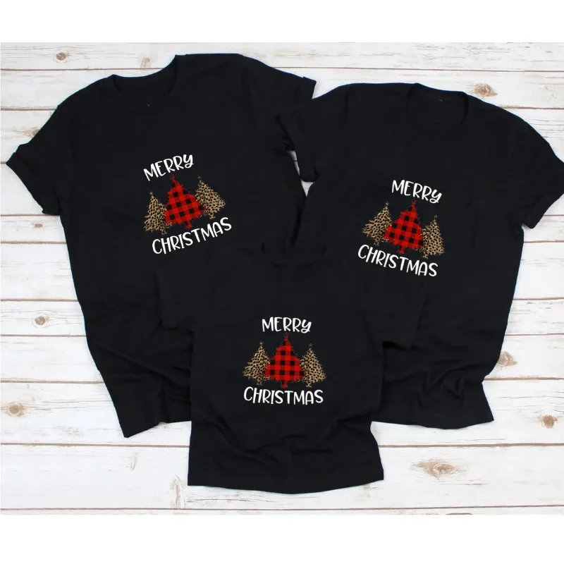 Christmas Family Shirts Christmas Tree Print Men Women Kids Family Matching Clothes Xmas Family Holiday T-Shirt Outfits