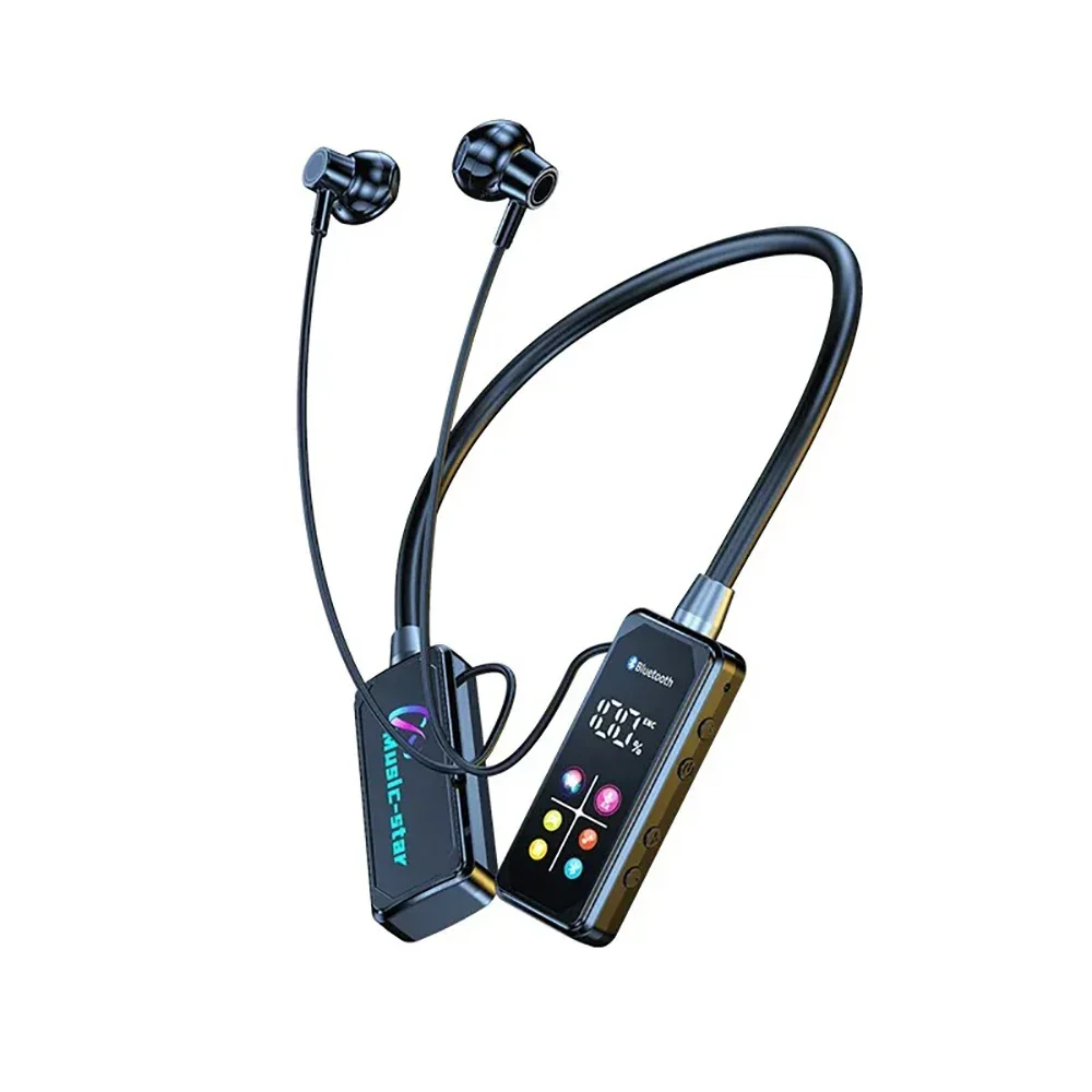 KEBIDUMEI Bluetooth 5.4 Oortelefoon Nekband Koptelefoon Kleurenscherm Draadloze headsets Ruisonderdrukking Oordopjes Oortelefoonmonitor