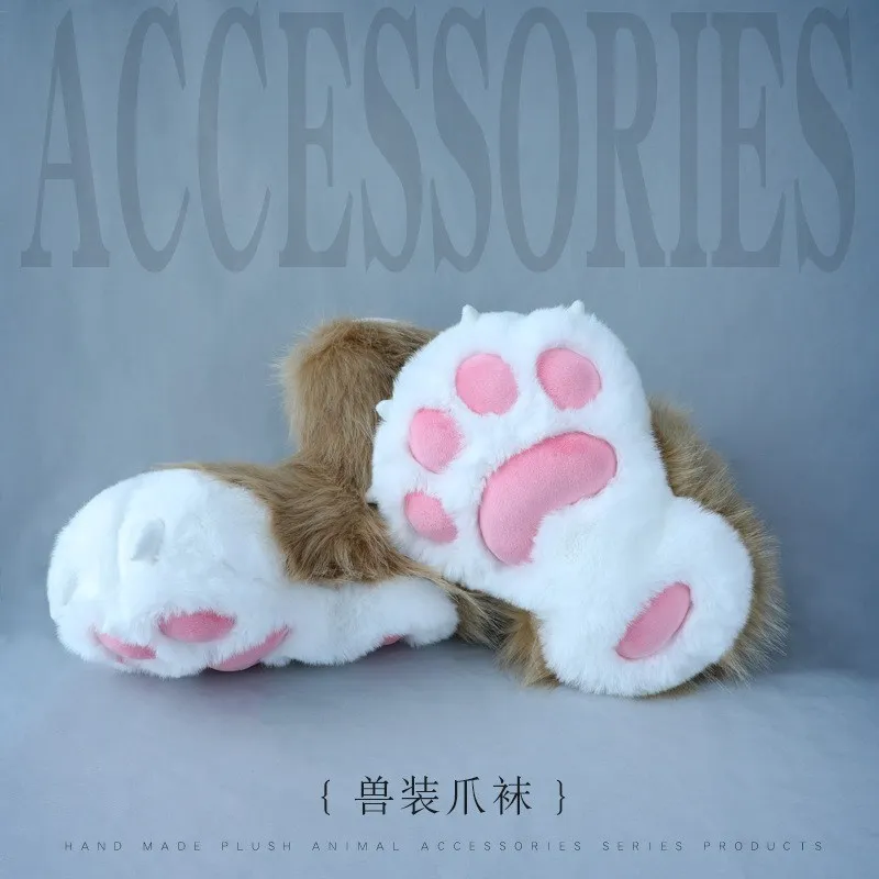 Furry Animal Outfit  Animal Foot Indoor Paw Socks Half Pack Meat Pad Decoration Plush Accessories