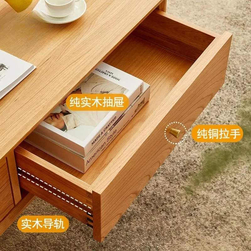 

Coffee table all solid wood small apartment cherry wood living room tea table coffee table TV cabinet combination