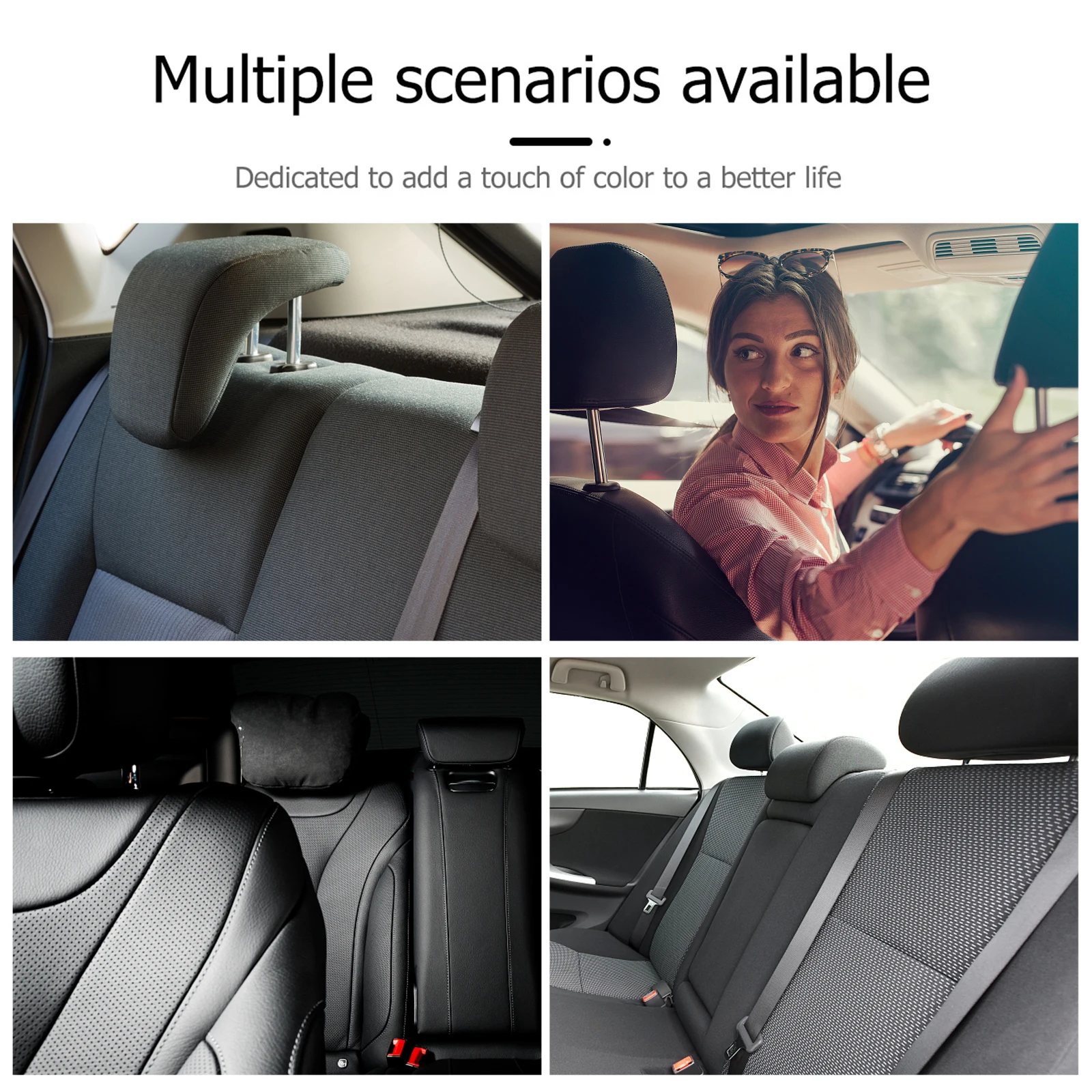 

2 Pcs Auto Headrest Collars Crystal Diamond Rings Decorative for Car Neck Pillow