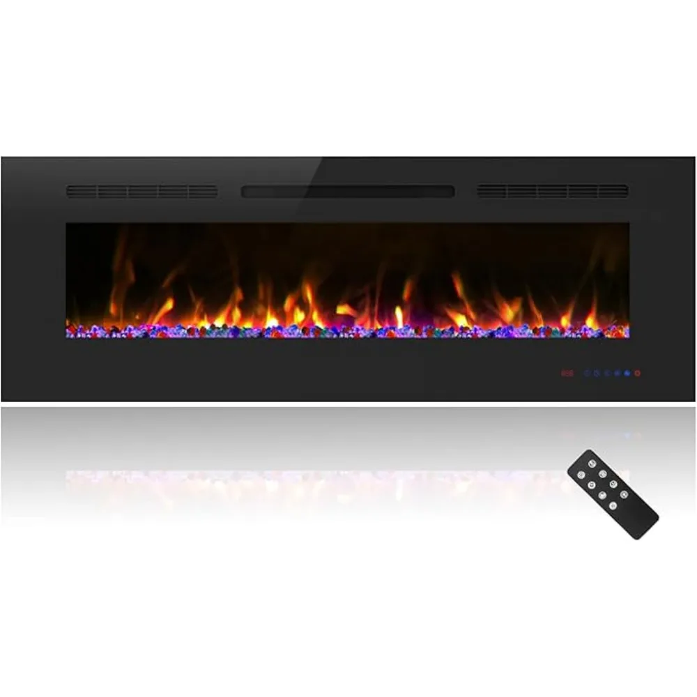 

Ultra-Thin Electric Fireplace Heater, Wall Mounted & Recessed Electric Fireplace Insert, Linear Fireplace w/Thermostat