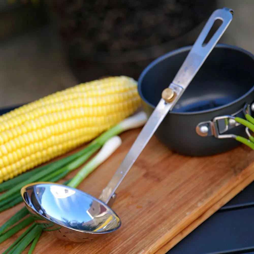 Outdoor Portable Folding Soup Spoon For For Campleader Stainless Steel Camping Cooking Equipment Long Handle Picnic Tableware