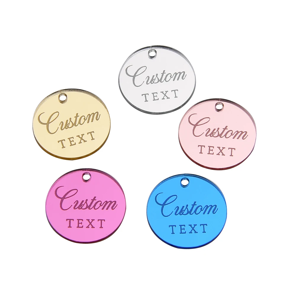 

Custom Laser Engraved Mirror Acrylic Tags - 2mm Eco-Friendly Round Labels 2.5cm Diameter for Clothing, Hats, Gloves, Crafts