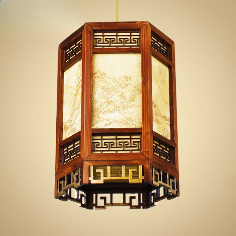 

Chinese solid wood palace lamp, antique sheepskin lantern lantern, advertising luminous decorative lantern, courtyard classical