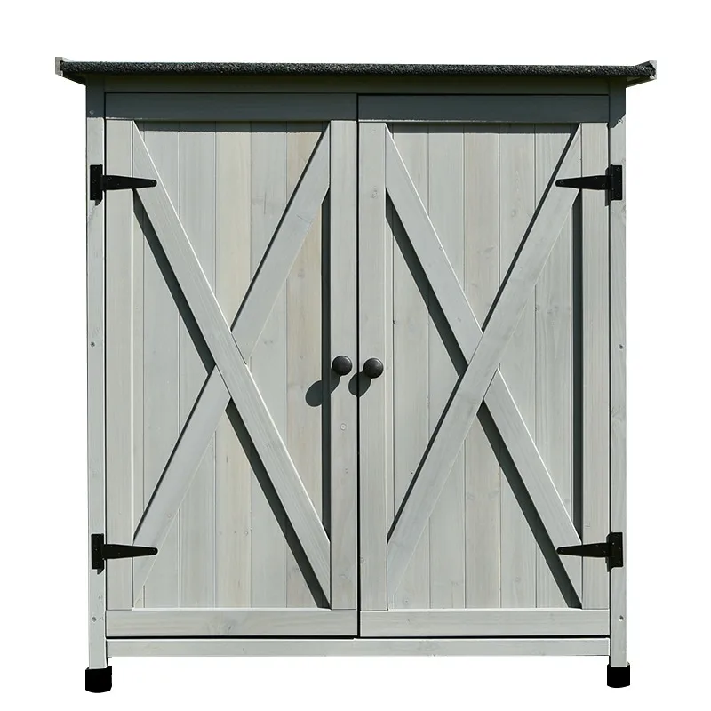 Outdoor Storage Cabinet Tools Glove Box Most Multifunctional Rainproof Solid Wood Garden Balcony Shovel