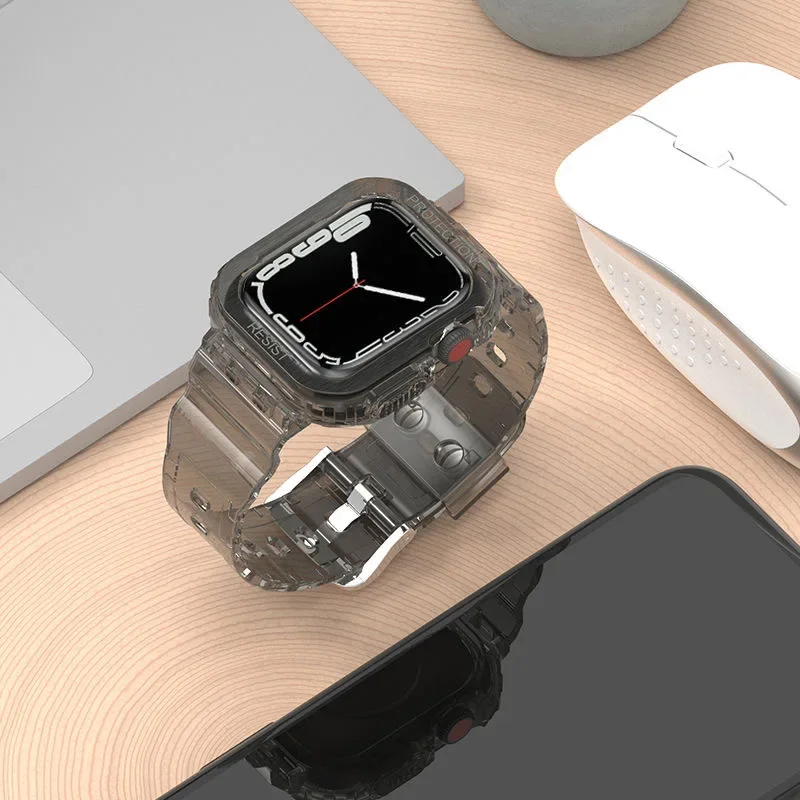 Transparent Sport Strap+Case for Apple Watch Ultra Band 49mm correa silicone bracelet+Protective cover iwatch series ultra 49mm