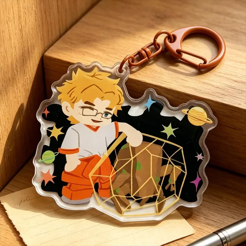 Mini Double‑Sided Chibi Sci‑Fi Creature Acrylic Keychain Space Cartoon Backpack Pendant Gift For Sci‑Fi Fans