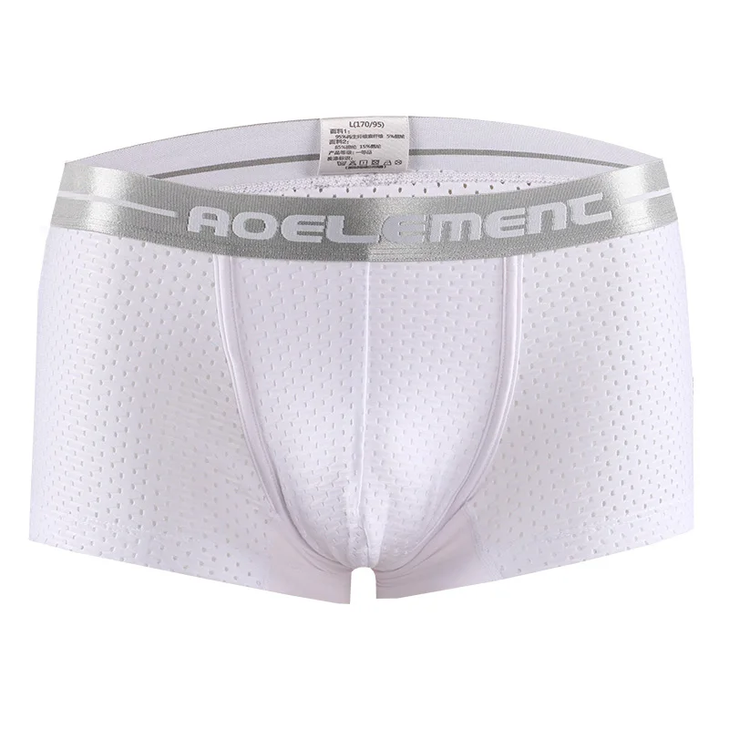 Herrenunterwäsche Sommer atmungsaktive Boxershorts Mesh-Löcher Modale Eisseide dünne sexy U-konvexe schnell trocknende Boxershorts