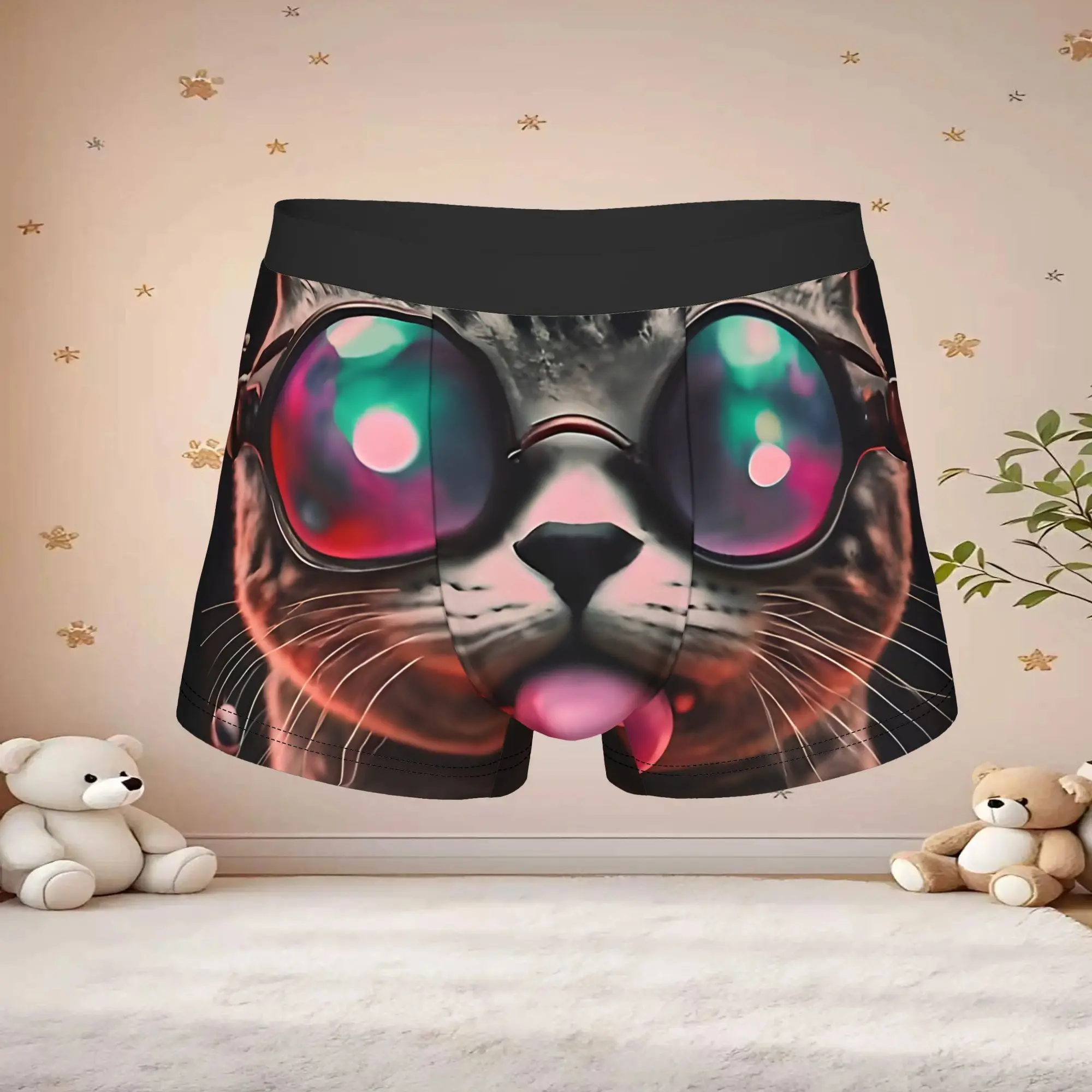 1pc Popular Cat Blowing Bubble Gum Apron boxers  adults  Breathbale Panties Men's Underwear Ventilate Shorts Boxer Briefs