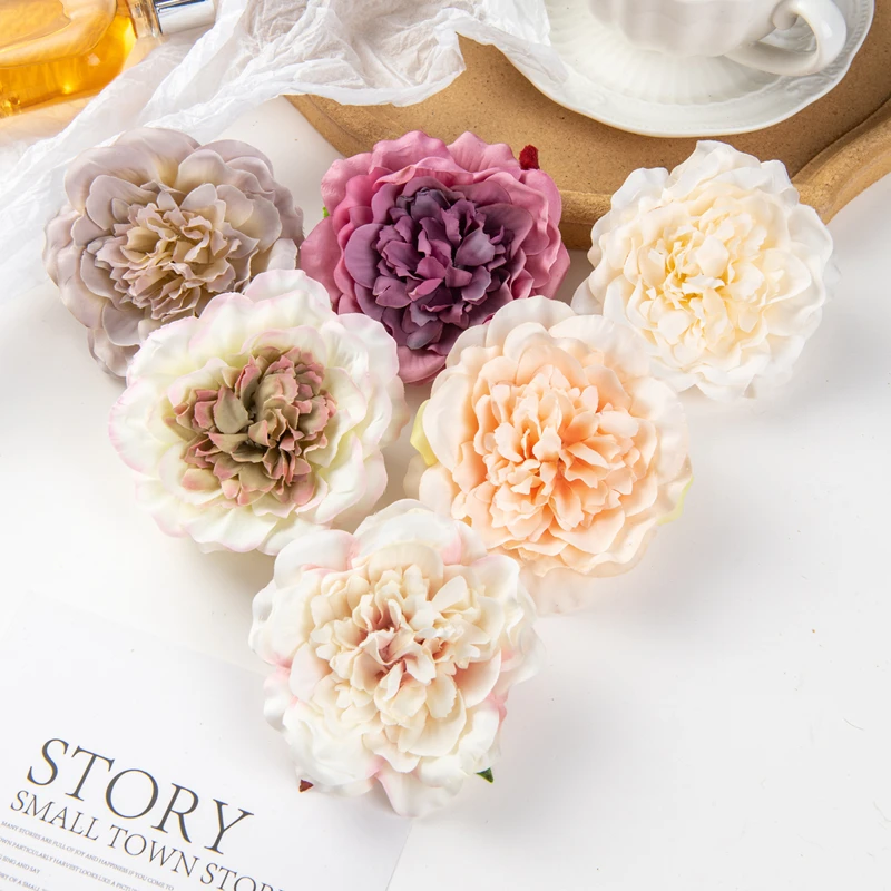 10 Stück Künstliche Blumen für Heimdekoration, Hochzeit, Garten, Rosenbogen, Bastelmaterial, Seiden-Dahlien, Künstliche Pfingstrosen, Weihnachtskranz – Detail 3