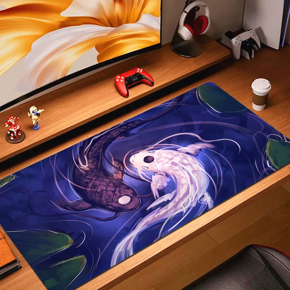 Gaming Mouse Pads Koi Taichi Fish Neutral Table Mats Computer Mousepad Company Deskmat 50x100cm Large Gamer Mousepads Mouse Mat